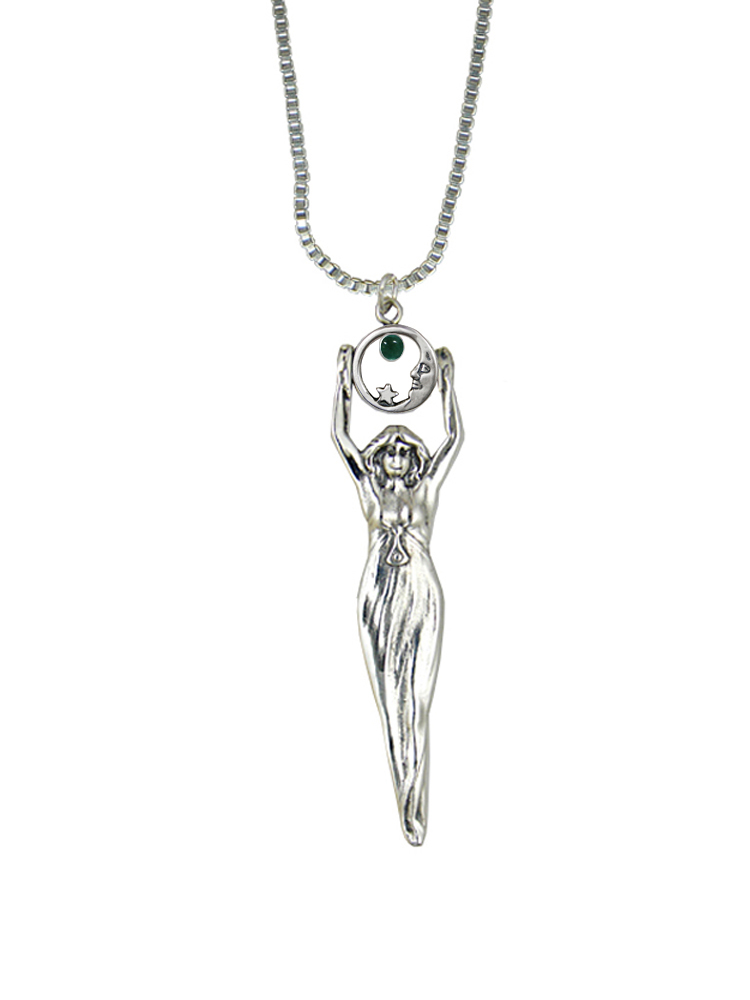 Sterling Silver Moon Goddess Pendant With Fluorite